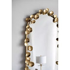 Specchio a tutta lunghezza ad arco 51.5*29IN con dettagli a foglie dorate, specchio decorativo da parete, specchio per il trucco, specchio per negozi di abbigliamento, oro