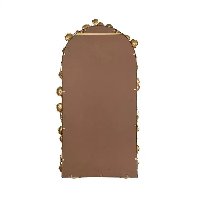 Specchio a tutta lunghezza ad arco 51.5*29IN con dettagli a foglie dorate, specchio decorativo da parete, specchio per il trucco, specchio per negozi di abbigliamento, oro