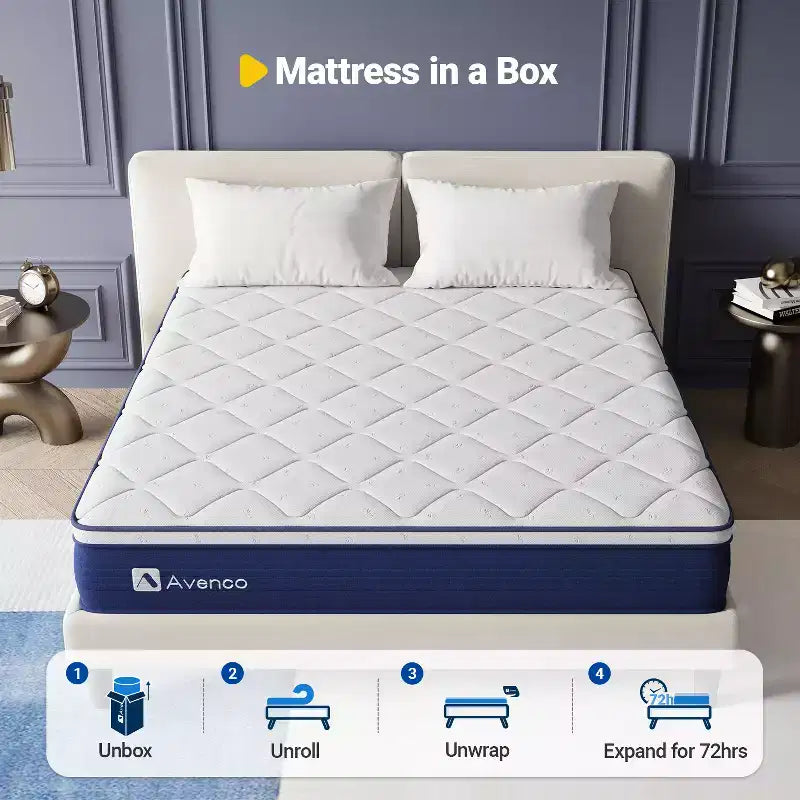 Materasso Ibrido Avenco Medium Twin da 10 pollici con Memory Foam/Molle Insacchettate in Scatola