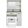 Bellemave Makeup Vanity Desk with Mirror and Lights,Dressing Table with Adjustable Shelves,2 Drawers and Side Cabinet for Bedroom, White
