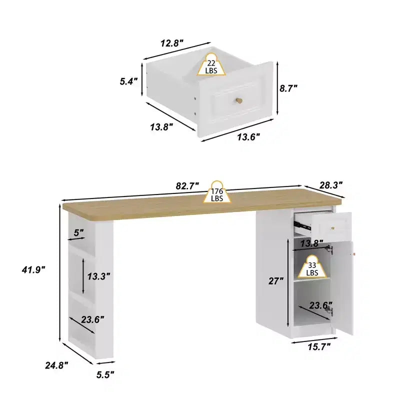 Famapy 82,6''L Piano d'appoggio per Lavanderia, Ripiano Lavatrice Asciugatrice, Ripiano Regolabile e Cassetto, Organizzazione Lavanderia, Mobile Contenitore Tavolo per Lavanderia