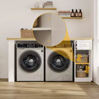Famapy 82,6''L Piano d'appoggio per Lavanderia, Ripiano Lavatrice Asciugatrice, Ripiano Regolabile e Cassetto, Organizzazione Lavanderia, Mobile Contenitore Tavolo per Lavanderia