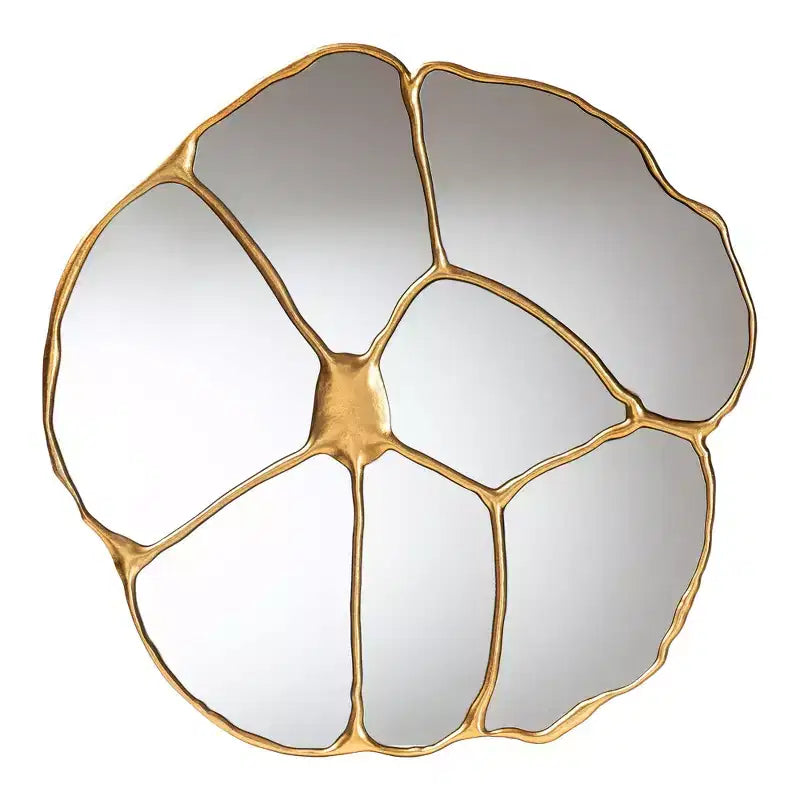 Specchio da parete Baxton Studio Novia con fiore e foglia d'oro anticato