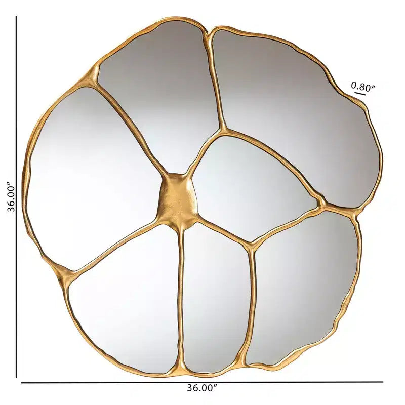 Specchio da parete Baxton Studio Novia con fiore e foglia d'oro anticato