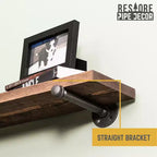 RESTORE Ripiani in marrone tramonto da 24 pollici con staffe diritte di Pipe Decor