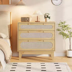 Cassettiera a 3 cassetti CuisinSmart per camera da letto, cassettiere in rattan H 31.2, mobiletto in legno per camera da letto, corridoio, soggiorno