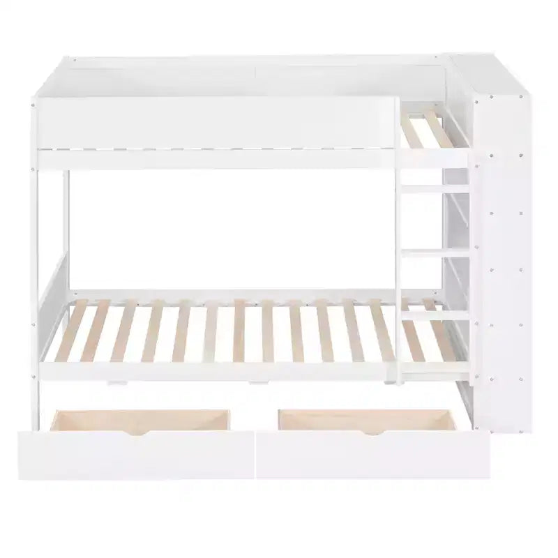 Letto a castello, struttura letto a castello in legno con 2 cassetti e armadio multistrato per bambini, ragazzi e adulti