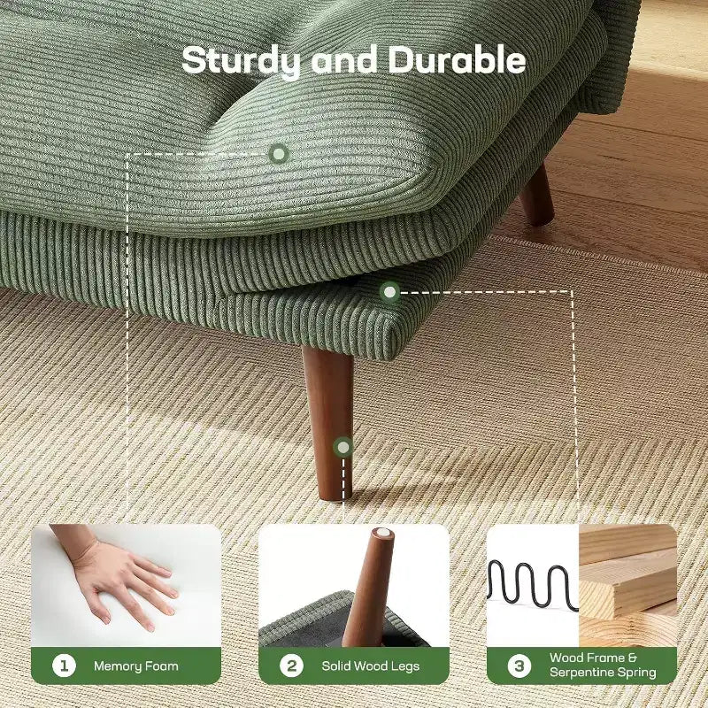 66.1 Divano Letto Futon, Divano Futon con Schienale e Braccioli Regolabili, Divano Letto Piccolo Convertibile per Appartamenti Piccoli, Studio, Ufficio