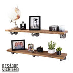 RESTORE Ripiani Marrone Autunno 36 pollici con Staffe a L di Pipe Decor