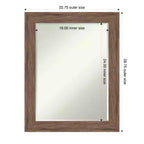 Specchio da parete per bagno Amanti Art Pia Petite Bevel marrone medio 28,75 x 22,75 pollici