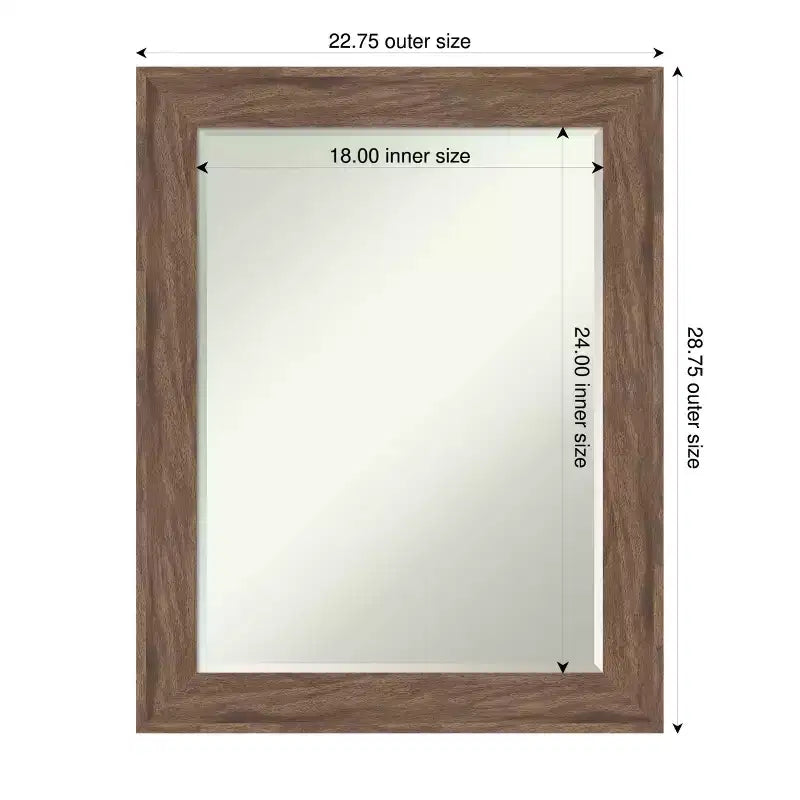 Specchio da parete per bagno Amanti Art Pia Petite Bevel marrone medio 28,75 x 22,75 pollici