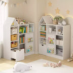 Libreria per bambini CuisinSmart da 43 pollici con 7 ripiani, libreria per bambini a 3 ripiani con imbracatura, organizer per giocattoli per sala giochi, asilo nido, aula