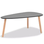 Tavolino da caffè, set da 2, nero, gambe in legno massello di pino, piano in MDF