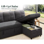 AMERLIFE Divano Letto, Letto a L con Chiusura Contenitore, Divano Letto Estraibile Convertibile per Soggiorno