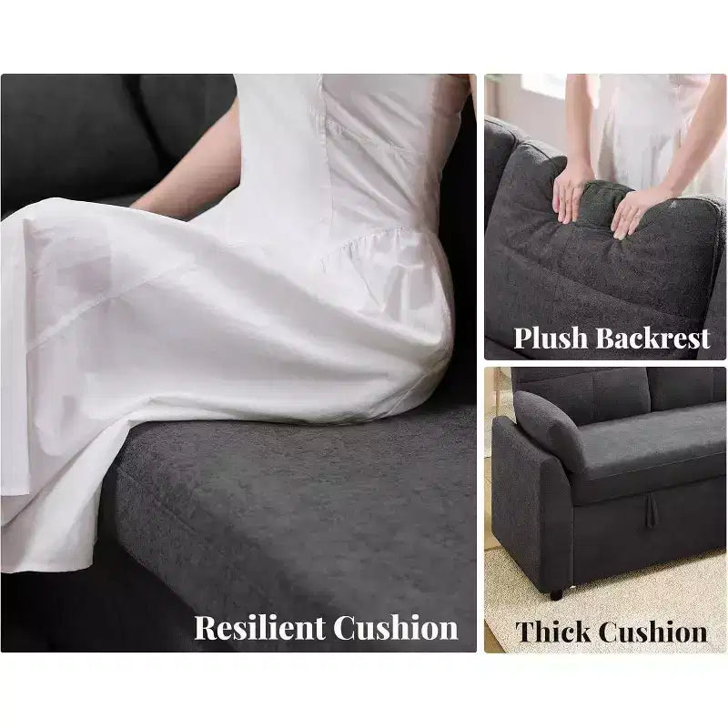 AMERLIFE Divano Letto, Letto a L con Chiusura Contenitore, Divano Letto Estraibile Convertibile per Soggiorno