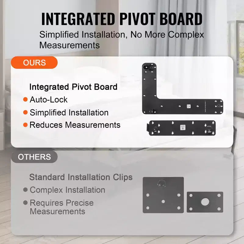 Kit letto a scomparsa VEVOR, Queen Size, Kit hardware meccanico per letto a muro Deluxe fai da te, Supporto per telaio letto resistente con leva pneumatica, Letto pieghevole, Nero