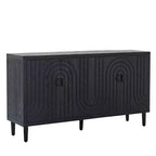 Credenza/Mobile Buffet Scanalato da 150 cm con 4 Ante, Nero Antico, Tavolo da Ingresso, Mobile Contenitore Decorativo, Credenza d'Accento per Soggiorno, Cucina Domestica