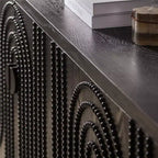 Credenza/Mobile Buffet Scanalato da 150 cm con 4 Ante, Nero Antico, Tavolo da Ingresso, Mobile Contenitore Decorativo, Credenza d'Accento per Soggiorno, Cucina Domestica