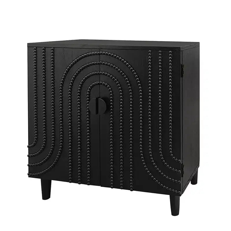 Credenza/Mobile Buffet Scanalato da 150 cm con 4 Ante, Nero Antico, Tavolo da Ingresso, Mobile Contenitore Decorativo, Credenza d'Accento per Soggiorno, Cucina Domestica