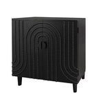 Credenza/Mobile Buffet Scanalato da 150 cm con 4 Ante, Nero Antico, Tavolo da Ingresso, Mobile Contenitore Decorativo, Credenza d'Accento per Soggiorno, Cucina Domestica