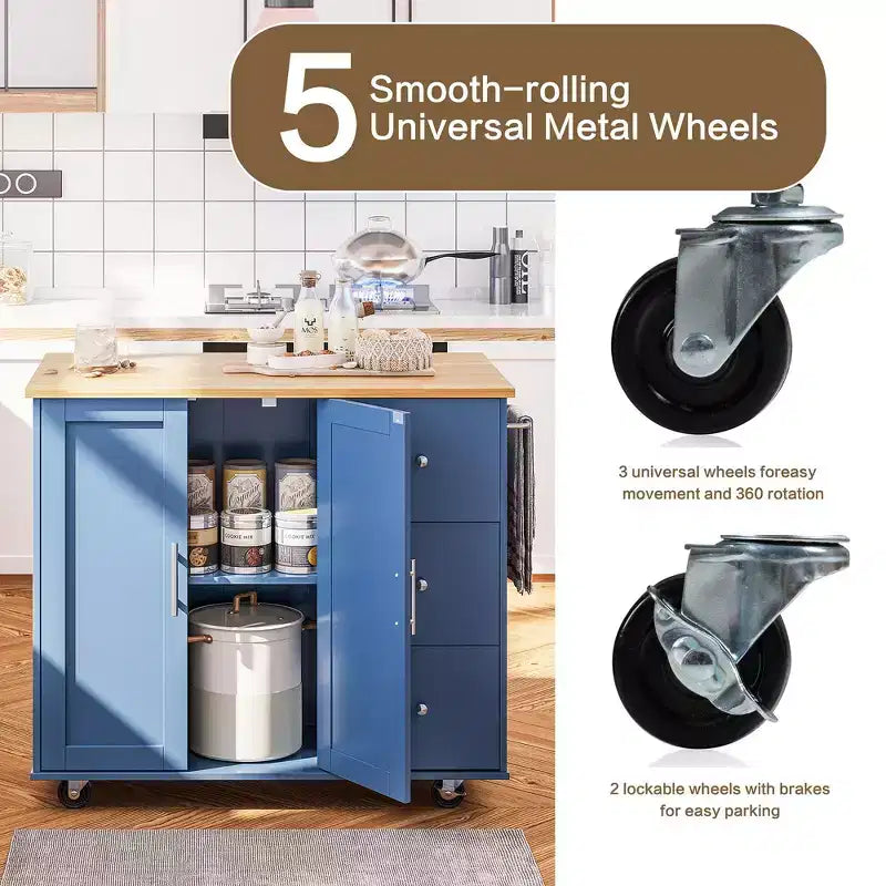 Carrello da Cucina Movibile Celebalcony da 39,8" W, Armadio Utilità con 3 Cassetti, 2 Ante, Portasciugamani per Sala da Pranzo