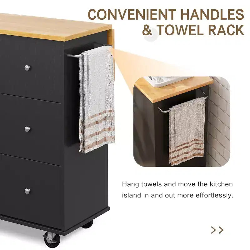 Carrello da Cucina Movibile Celebalcony da 39,8" W, Armadio Utilità con 3 Cassetti, 2 Ante, Portasciugamani per Sala da Pranzo