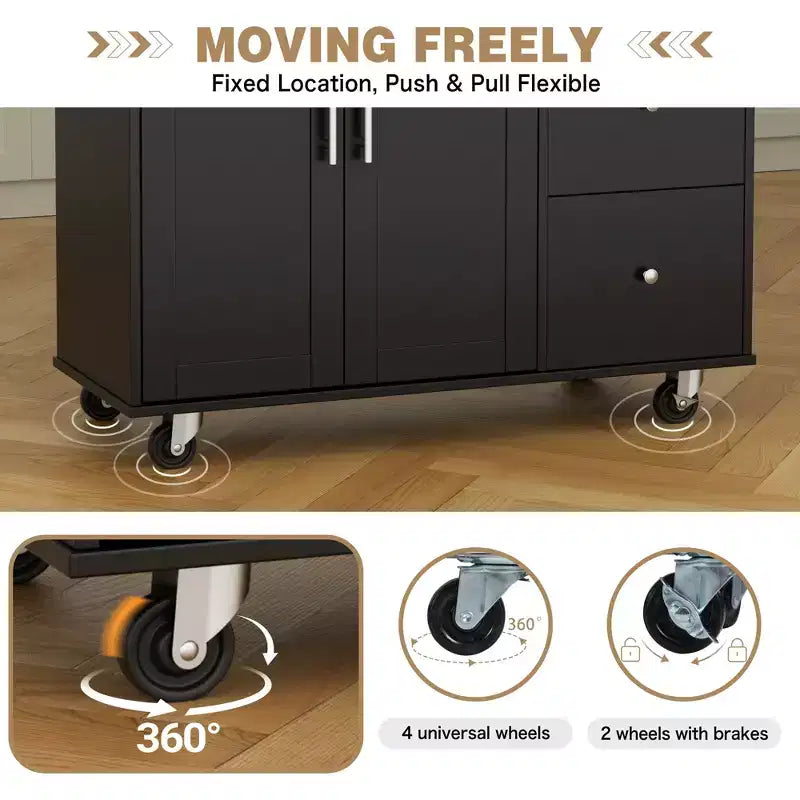 Carrello da Cucina Movibile Celebalcony da 39,8" W, Armadio Utilità con 3 Cassetti, 2 Ante, Portasciugamani per Sala da Pranzo