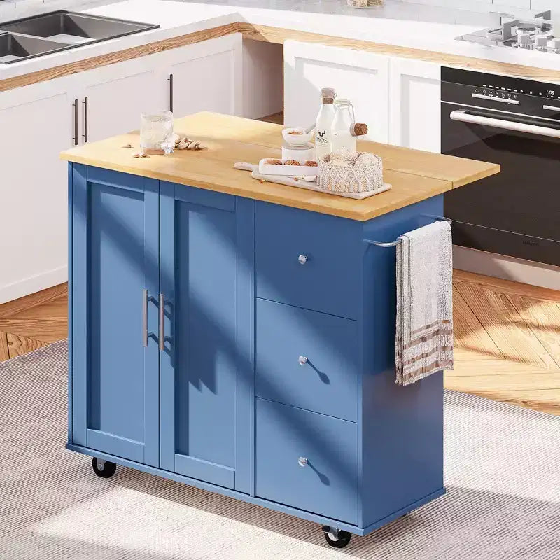 Carrello da Cucina Movibile Celebalcony da 39,8" W, Armadio Utilità con 3 Cassetti, 2 Ante, Portasciugamani per Sala da Pranzo
