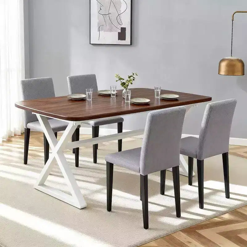 Homy Casa Set of 4 Upholstered Dining Chairs with Metal Legs, Modern Minimalist Gray