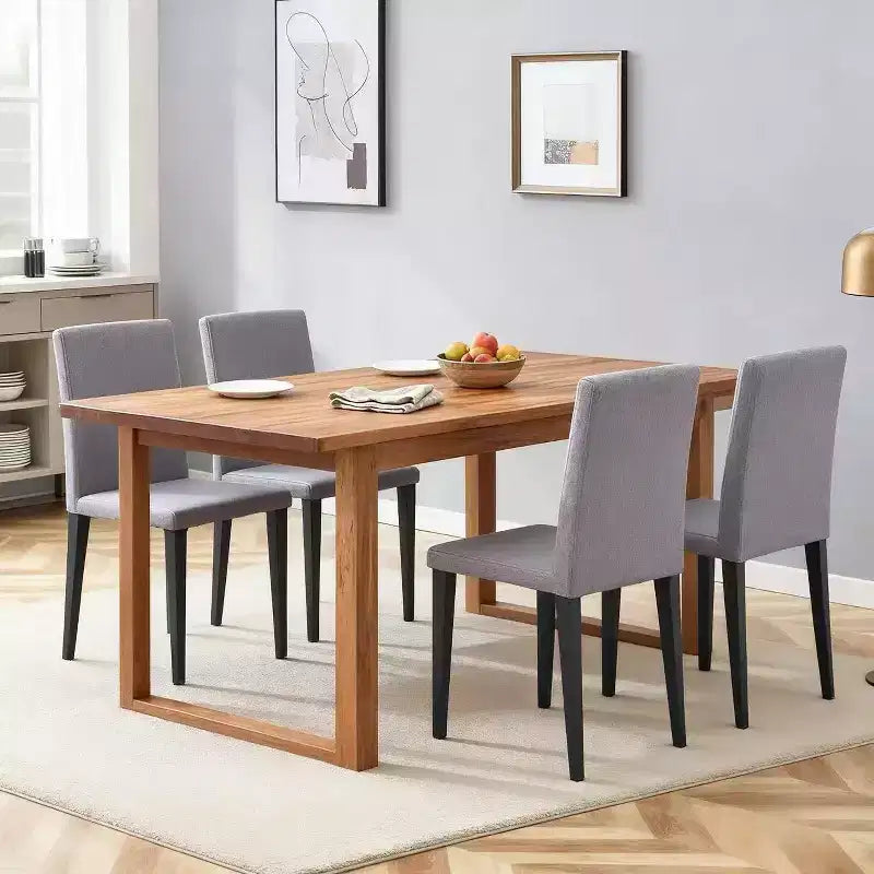 Set di 4 sedie da pranzo imbottite con gambe in metallo, moderno minimalista grigio