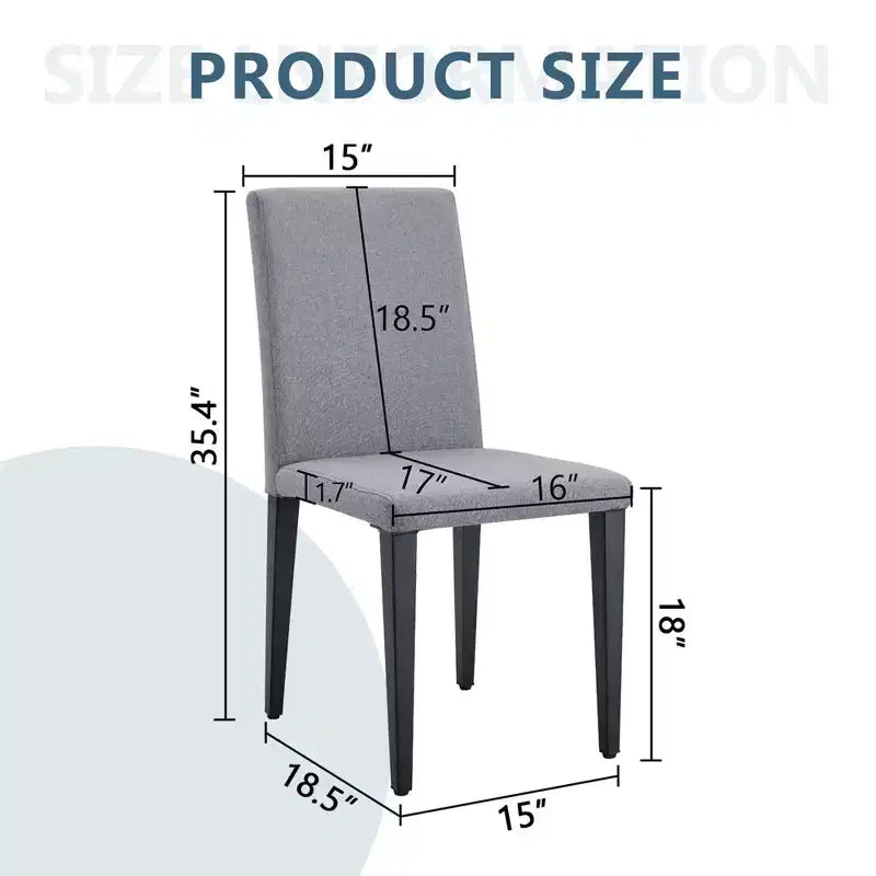 Set di 4 sedie da pranzo imbottite con gambe in metallo, moderno minimalista grigio