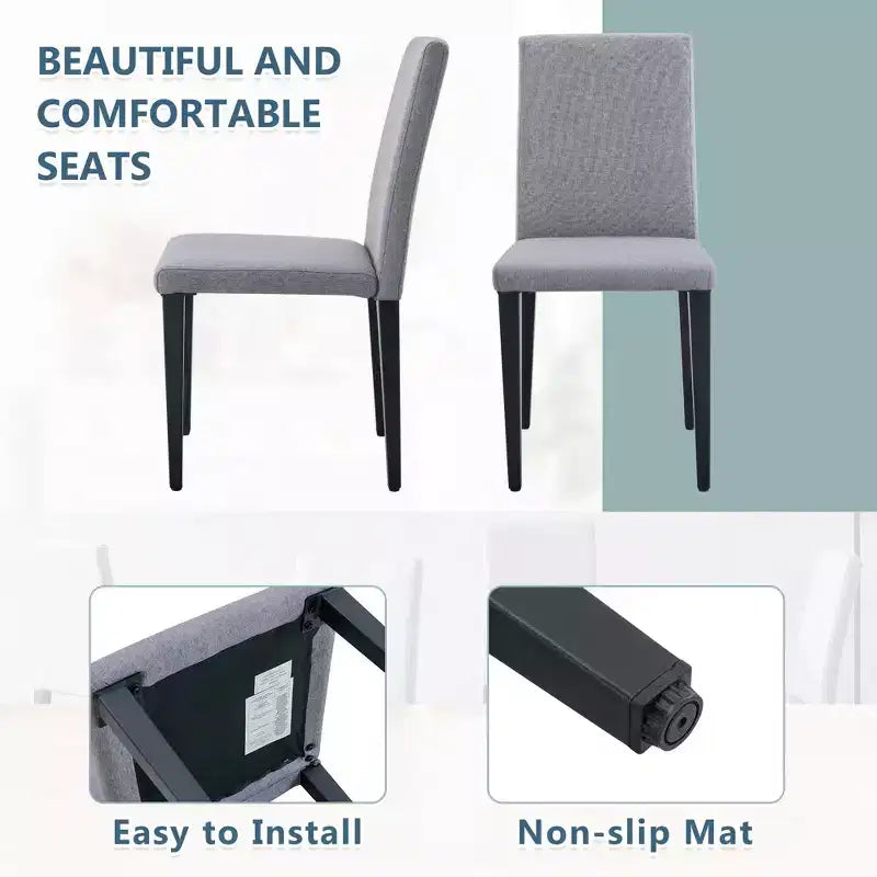 Set di 4 sedie da pranzo imbottite con gambe in metallo, moderno minimalista grigio