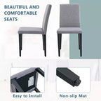 Set di 4 sedie da pranzo imbottite con gambe in metallo, moderno minimalista grigio