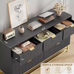 Comò da camera da letto, cassettiera a 7 cassetti con maniglie dorate