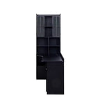 Scrivania a L moderna 2 in 1 da 140 cm con ante in vetro, scrivania angolare con cassetti e libreria, scrivania regolabile per casa e ufficio