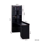 Scrivania a L moderna 2 in 1 da 140 cm con ante in vetro, scrivania angolare con cassetti e libreria, scrivania regolabile per casa e ufficio