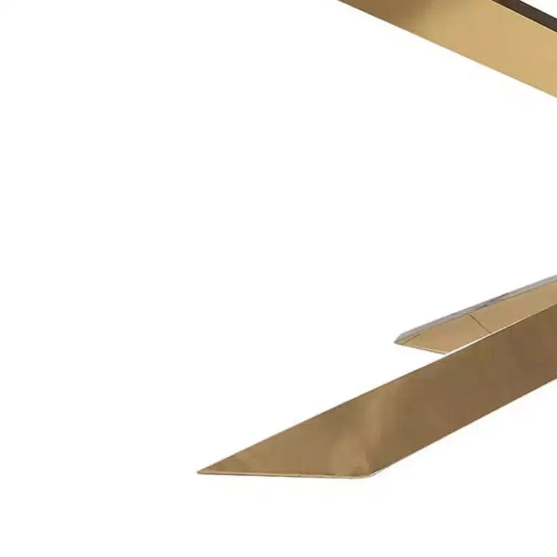 Tavolo da pranzo con base a gambe incrociate in vetro trasparente e metallo dorato da 72".