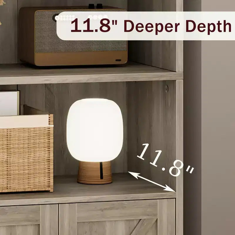 Libreria alta 181 cm, libreria stile rustico con ante e ripiani aperti, libreria autoportante a 6 livelli in legno per soggiorno, camera da letto, ufficio