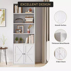 Libreria alta 181 cm, libreria stile rustico con ante e ripiani aperti, libreria autoportante a 6 livelli in legno per soggiorno, camera da letto, ufficio