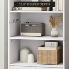 Libreria alta 181 cm, libreria stile rustico con ante e ripiani aperti, libreria autoportante a 6 livelli in legno per soggiorno, camera da letto, ufficio