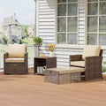 COZONY 5-Piece Patio Furniture Set with Storage Table and Nesting Stools, Rattan Outdoor Bistro Set for Balcony Garden Porch