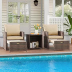 Set di mobili da patio a 5 pezzi con tavolo contenitore e sgabelli impilabili, set da bistrot da esterno in rattan per balcone, giardino, portico