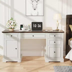 Scrivania direzionale da 150 cm, scrivania da computer in stile rustico con cassetti e armadietto, scrivania per ufficio in casa con texture in rilievo, postazione di lavoro per studio e scrittura