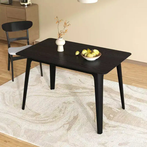 Tavolo da pranzo moderno da 120 cm con gambe in legno di caucciù, Tavolo da cucina con design minimalista, Tavolino per soggiorno, Sala da pranzo
