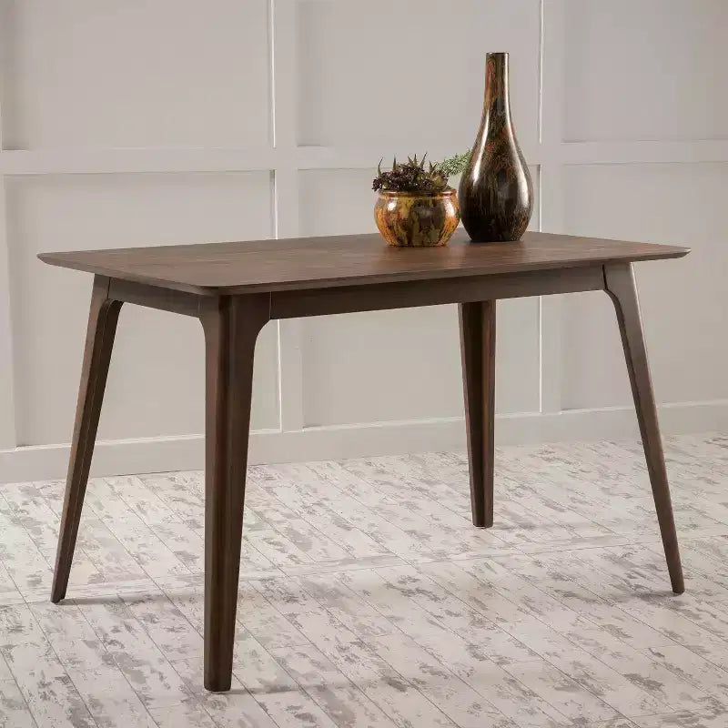 Tavolo da pranzo moderno da 120 cm con gambe in legno di caucciù, Tavolo da cucina con design minimalista, Tavolino per soggiorno, Sala da pranzo