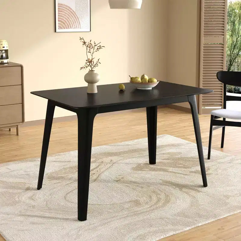 Tavolo da pranzo moderno da 120 cm con gambe in legno di caucciù, Tavolo da cucina con design minimalista, Tavolino per soggiorno, Sala da pranzo