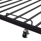 Struttura letto a piattaforma in metallo con letto estraibile, letto a piattaforma con testiera imbottita e porte USB