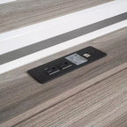 Struttura letto a piattaforma in metallo con letto estraibile, letto a piattaforma con testiera imbottita e porte USB