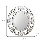 Specchio da parete rotondo in vetro argentato da 32 pollici con cornice geometrica Art Déco