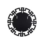 Specchio da parete rotondo in vetro argentato da 32 pollici con cornice geometrica Art Déco